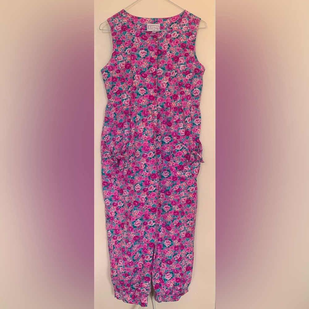 Vintage 90s Komil floral cotton jumpsuit